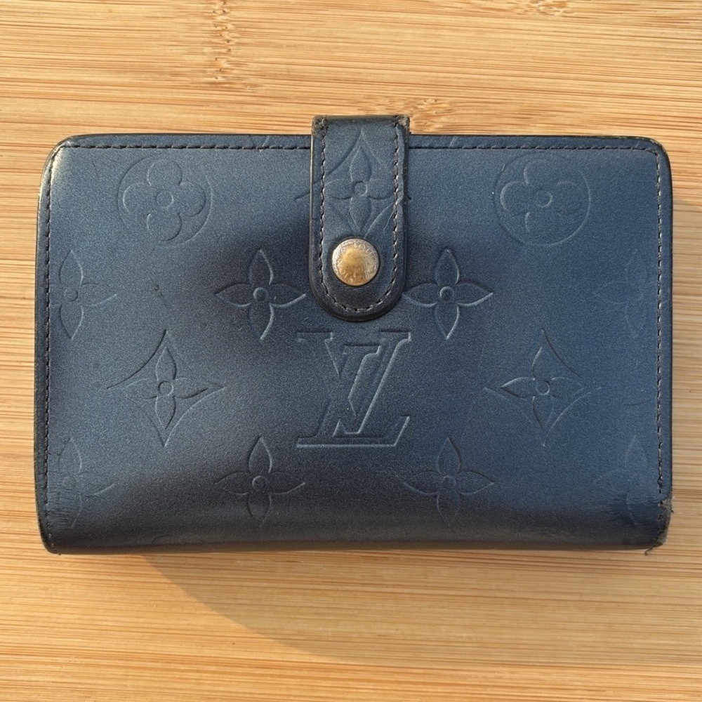 Louis Vuitton Vernis Porte Monnaie Viennois Bifold Kiss Lock Vintage Wallet Blue